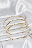 Dodes Dodes 316L Çelik Gold Renk 65 mm Ajda Zikzak Model 3lü Kadın Bileklik TG27BB8075