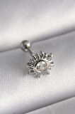 Dodes 316L Çelik Gümüş Renk Zirkon Taşlı Güneş Tragus Piercing TG27PR1279