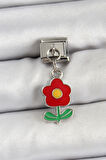 Dodes Dodes 316L Çelik Sallantılı Kırmızı Papatya Model Gümüş Renk Nomination Charm TG27BC1466