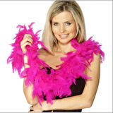 Dodes Fuşya Renk Kabarık Tüylü Otriş Boa Gerçek Tüy Dekorasyon
