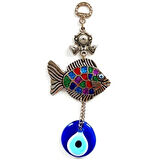 Dodes Mavi Nazar Boncuklu Balık Figürlü Mini Balık Duvar Süsü