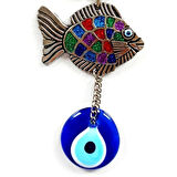 Dodes Mavi Nazar Boncuklu Balık Figürlü Mini Balık Duvar Süsü