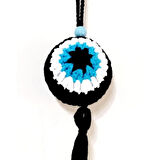 Dodes Nazar Boncuğu Desenli Püsküllü Orlon İpten Siyah Araba Süsü