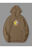 Üç İplik Dead Inside Baskılı Unisex Kemik Kanguru Cepli Kapüşonlu Sweatshirt Hoodie | M