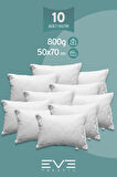 10 Adet Diamant Plus Kılıflı Fermuarlı Yıkanabilir Antialerjik Silikon Elyaf Yastık 50x70cm 800 gr
