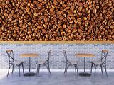 Kahve Çekirdekleri Temalı Cafe Duvar Kağıdı Baskı