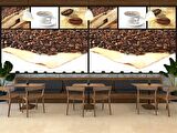 Kahve Çekirdekli Cafe Duvar Kağıdı Baskı