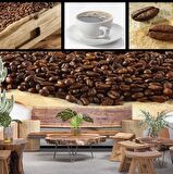 Kahve Çekirdekli Cafe Duvar Kağıdı Baskı