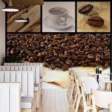 Kahve Çekirdekli Cafe Duvar Kağıdı Baskı