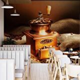 Kahve Çekme Makineli Cafe Duvar Kağıdı Baskı