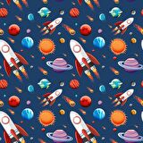 Uzay Desenli Duvar Kağıdı Baskı