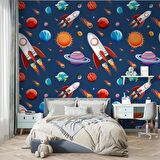 Uzay Desenli Duvar Kağıdı Baskı