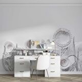 3 Boyutlu Render Beyaz Çiçek Duvar Kağıdı