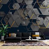 Altıgen Şekilli 3 Boyutlu Duvar Kağıdı Baskı