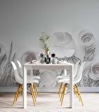 3 Boyutlu Kağıttan Beyaz Çiçek Desenli Duvar Kağıdı Baskı
