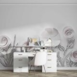 3 Boyutlu Kağıttan Beyaz Çiçek Desenli Duvar Kağıdı Baskı