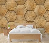 3 Boyutlu Altıgen Ağaç Desenli Duvar Kağıdı Baskı