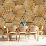 3 Boyutlu Altıgen Ağaç Desenli Duvar Kağıdı Baskı