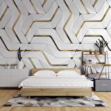 3 Boyutlu Altın Geometrik Duvar Kağıdı Baskı