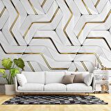 3 Boyutlu Altın Geometrik Duvar Kağıdı Baskı