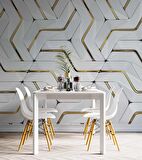 3 Boyutlu Altın Geometrik Duvar Kağıdı Baskı