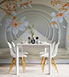 3 Boyutlu Çiçekli Tünel Temalı Duvar Kağıdı Baskı