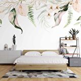 Botanik Yaprak Ve Çiçekli Duvar Kağıdı Baskı