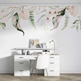 Botanik Yaprak Ve Çiçekli Duvar Kağıdı Baskı