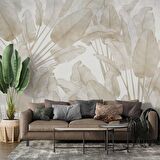 Soft Tropikal Yaprak Desenli Duvar Kağıdı Baskı