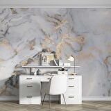 Beyaz Gold Mermer Desenli Duvar Kağıdı Baskı