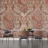 Nostaljik Kadife Çiçek Motifli Duvar Kağıdı Baskı