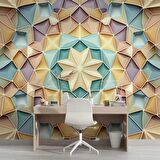 Renkli Geometrik Desenli Renkli Duvar Kağıdı Baskı