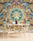 Renkli Geometrik Desenli Renkli Duvar Kağıdı Baskı