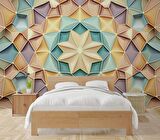 Renkli Geometrik Desenli Renkli Duvar Kağıdı Baskı