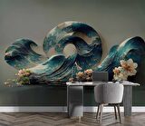 3 Boyutlu Dalga Desenli Duvar Kağıdı Baskı