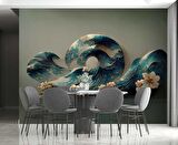 3 Boyutlu Dalga Desenli Duvar Kağıdı Baskı