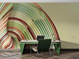 Rengarenk Şerit Desenli Duvar Kağıdı Baskı