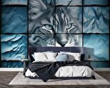 Turkuaz Kedi Temalı Duvar Kağıdı Baskı