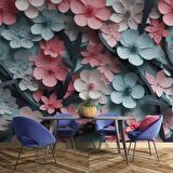 Renkli Çiçek Temalı Duvar Kağıdı Baskı