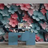 Renkli Çiçek Temalı Duvar Kağıdı Baskı