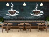 Kahve Bardağı Temalı Cafe Duvar Kağıdı Baskı