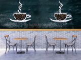 Kahve Bardağı Temalı Cafe Duvar Kağıdı Baskı