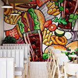 Fast-Food Temalı Cafe Duvar Kağıdı Baskı