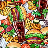 Fast-Food Temalı Cafe Duvar Kağıdı Baskı