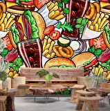 Fast-Food Temalı Cafe Duvar Kağıdı Baskı