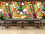 Fast-Food Temalı Cafe Duvar Kağıdı Baskı