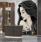 Kadın Desenli Kuaför Duvar Kağıdı Baskı