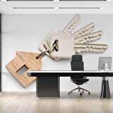 Ev Ve Anahtar Temalı Duvar Kağıdı Baskı