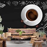 Kahve Desenli Cafe Duvar Kağıdı Baskı