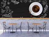 Kahve Desenli Cafe Duvar Kağıdı Baskı